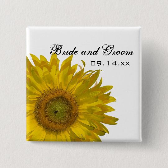 Yellow Sunflower Wedding Button