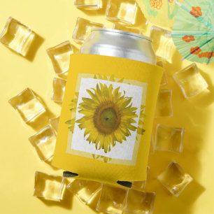 Yellow Sunflower Wedding Favour Can Cooler