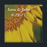 Yellow Sunflower Wedding Favour Magnet<br><div class="desc">Macro yellow sunflower petals and centre flower photography by Susan wedding favour refrigerator magnet. Fill in your information in the template. Make more changes to text and font size, style, and colour by clicking on Customise. If you have any questions or requests, please contact me. This design is available on...</div>