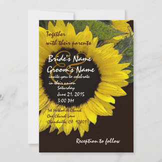 Yellow Sunflower Wedding Felt Paper Invitation
