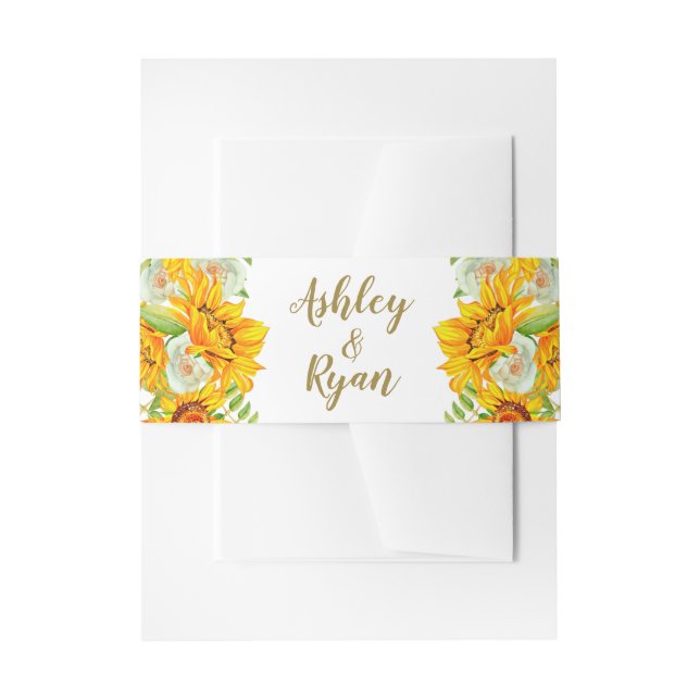 Yellow Sunflower Wedding  Invitation Belly Band (Front Example)