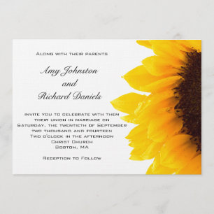 Yellow Sunflower Wedding Invitation   Black Yellow