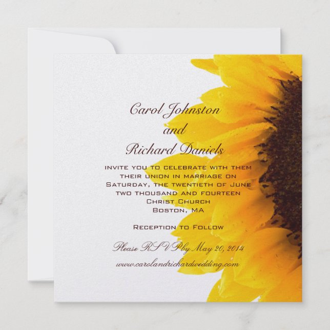 Yellow Sunflower Wedding Invitations (Front)