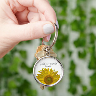 Yellow Sunflower Wedding Key Ring