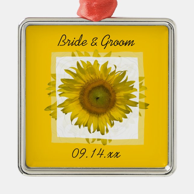 Yellow Sunflower Wedding Metal Tree Decoration (Front)