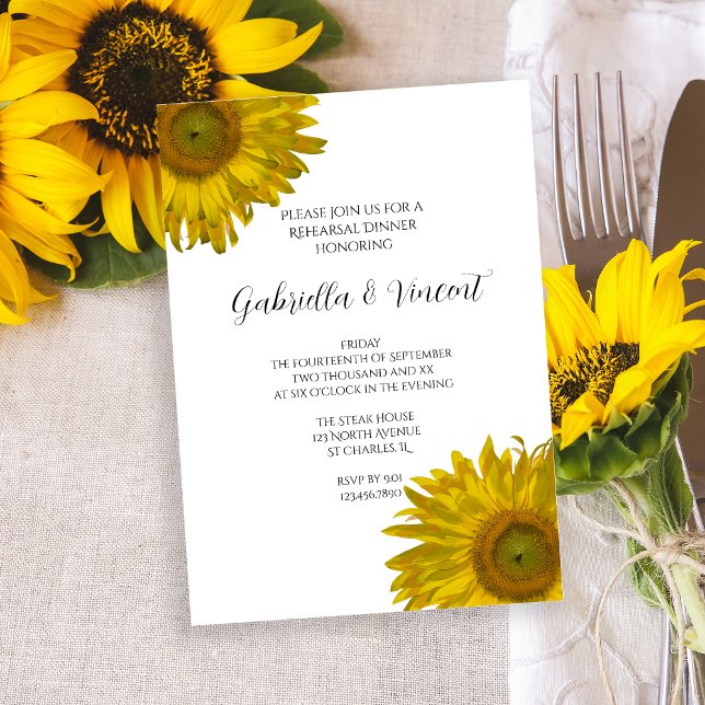 Yellow Sunflower Wedding Rehearsal Dinner Invite (Creator Uploaded)