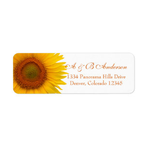 Yellow Sunflower Wedding Return Address Label