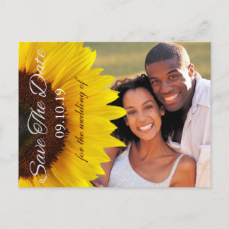 Yellow Sunflower Wedding Save the Date Photo Announcement Postcard