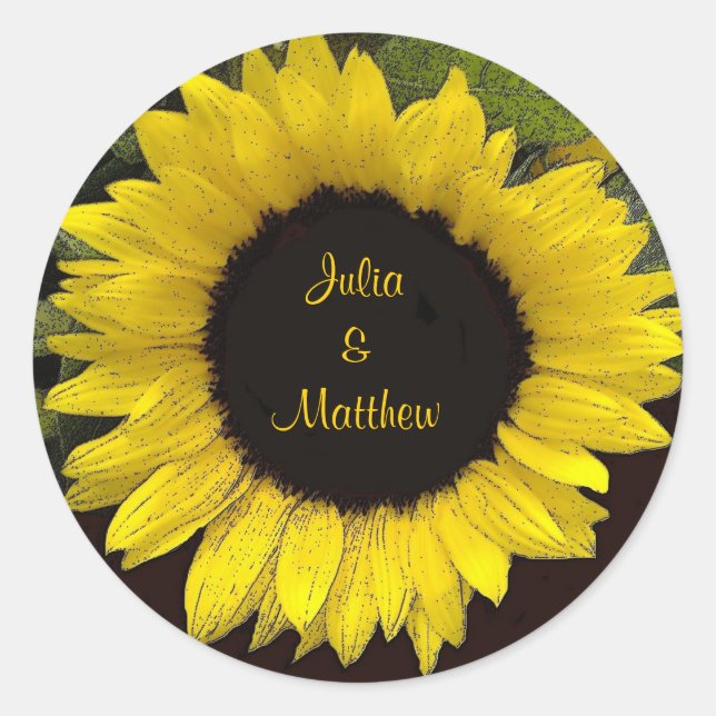 Yellow Sunflower Wedding Sticker (Front)