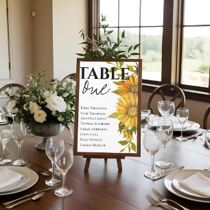 Yellow Sunflower Wedding Table Seating Chart