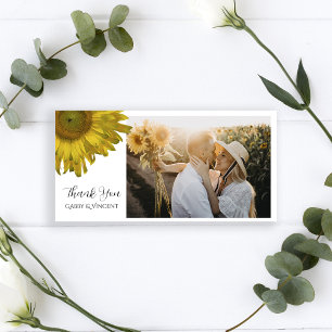 Yellow Sunflower Wedding Thank You Photo Card