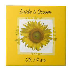 Yellow Sunflower Wedding Tile
