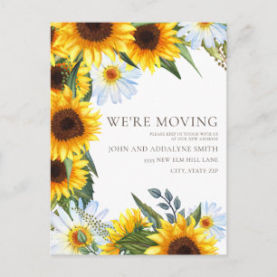 Yellow Sunflower White Daisies Change Address Postcard