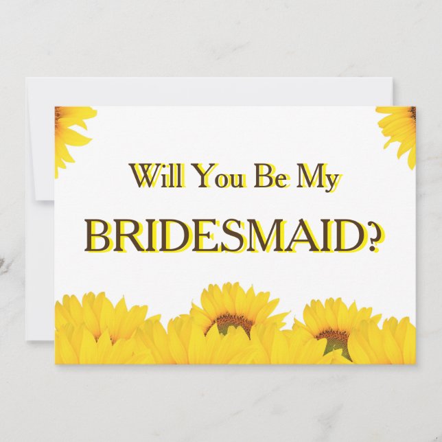 Yellow Sunflower Will You Be My Bridesmaid Invitation (Front)