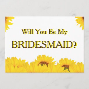 Yellow Sunflower Will You Be My Bridesmaid Invitation