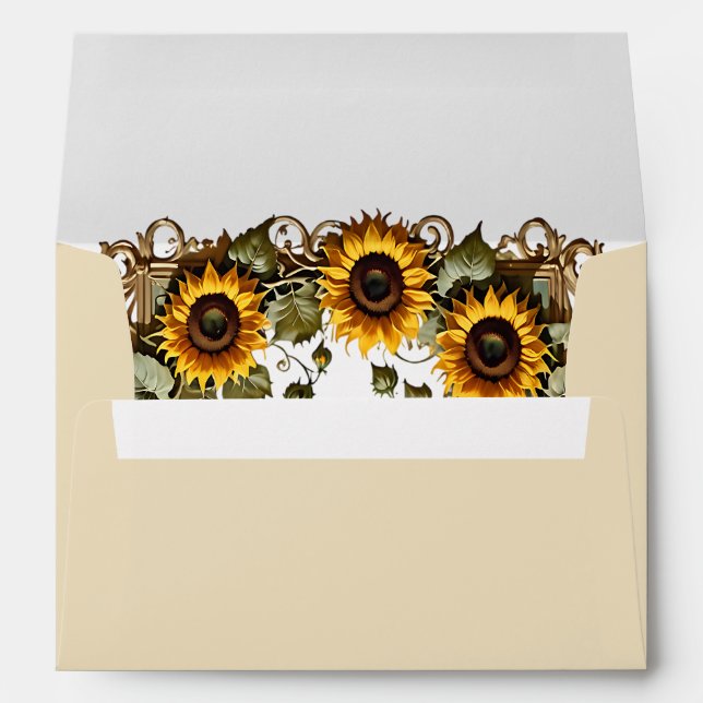 Yellow sunflower with art frame wedding  envelope (Back (Bottom))
