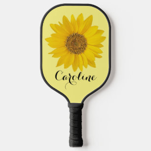 Yellow Sunflower with Custom Name Pickleball Paddle
