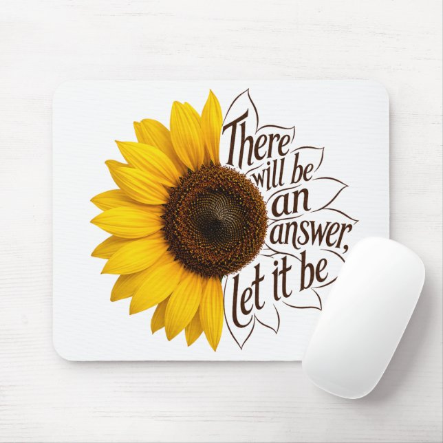 Yellow Sunflower With Inspirational Quote Mouse Mat (With Mouse)