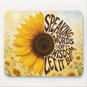 Yellow Sunflower with Inspirational Quote Mouse Mat
