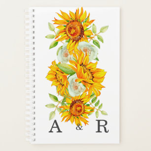 Yellow Sunflower with Personalised Monogram Planner