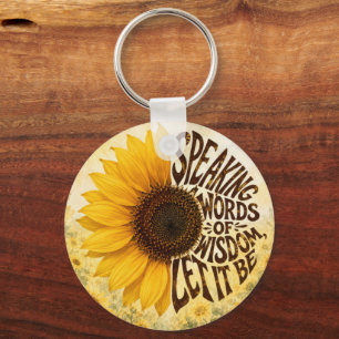 Yellow Sunflower with Uplifting Quote Key Ring