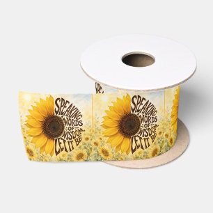 Yellow Sunflower with Uplifting Quote Satin Ribbon
