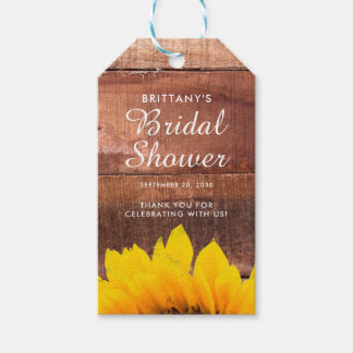 Yellow Sunflower Wood Rustic Bridal Shower Gift Tags