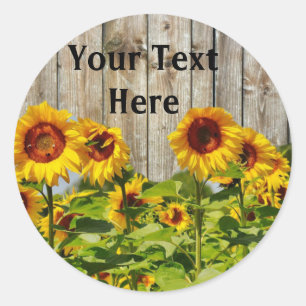 Yellow Sunflower Your Text Round Sticker, Glossy Classic Round Sticker