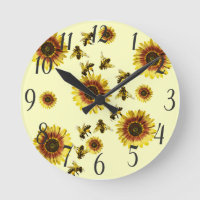 Yellow Sunflowers and Honey Bees Summer Pattern