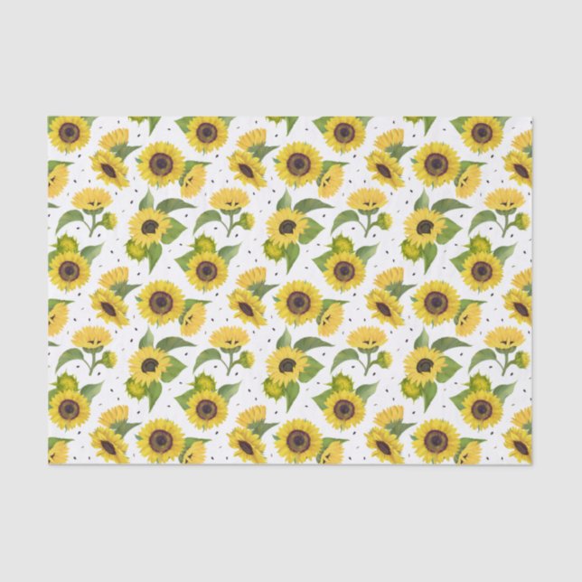 Yellow Sunflowers and Sunflower Seeds  Tissue Paper (Front)