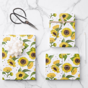 Yellow Sunflowers and Sunflower Seeds Wrapping Paper Sheet
