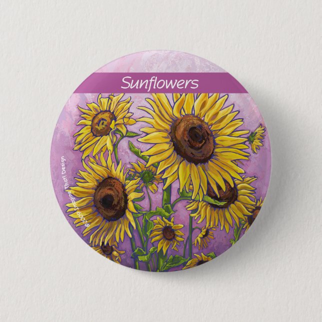 Yellow Sunflowers Art 6 Cm Round Badge (Front)