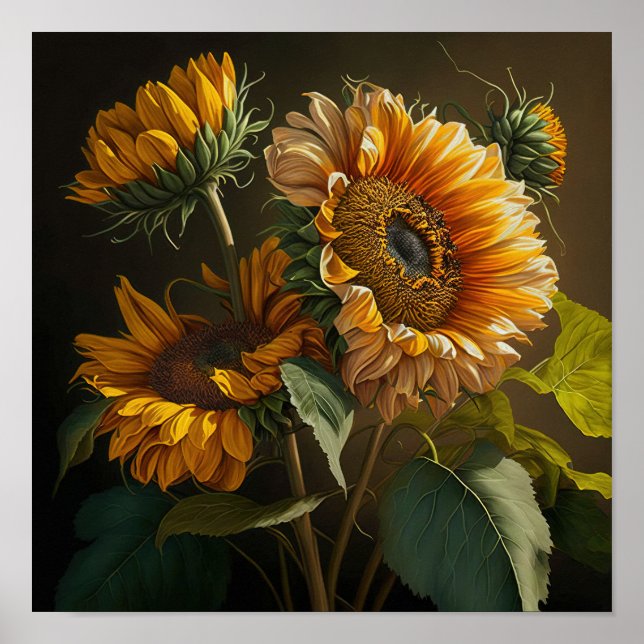 Yellow Sunflowers Art Print Poster (Front)