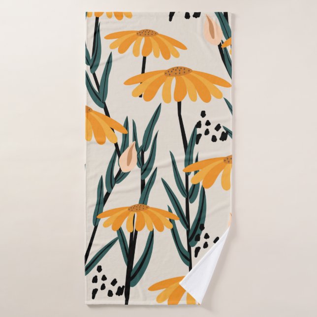 Yellow sunflowers bath towel (Bath Towel)