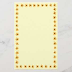 Yellow Sunflowers Border on Yellow Stationery