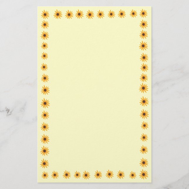Yellow Sunflowers Border on Yellow Stationery (Front)