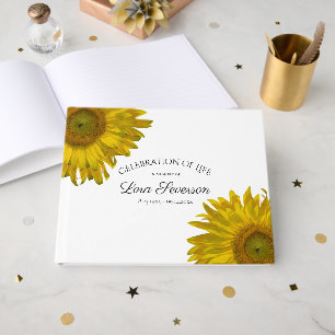 Yellow Sunflowers Celebration of Life Memorial Guest Book