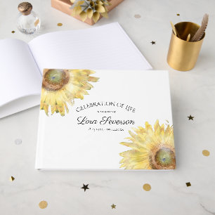 Yellow Sunflowers Celebration of Life Memorial Guest Book