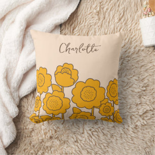  Yellow Sunflowers Customisable Name     Cushion