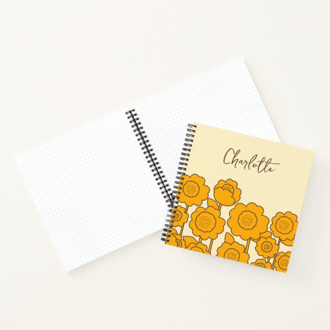  Yellow Sunflowers Customisable Name     Notebook (Inside)