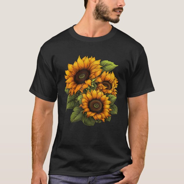 Yellow Sunflowers Cute summer flowers Floral Posit T-Shirt (Front)