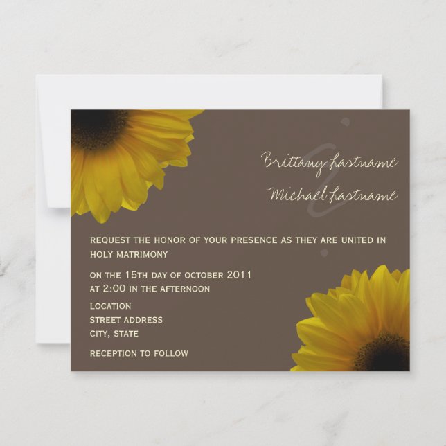 Yellow Sunflowers Fall Wedding Invitation (Front)