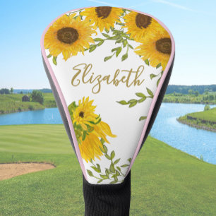 Yellow Sunflowers Floral custom name ladies  Golf Head Cover