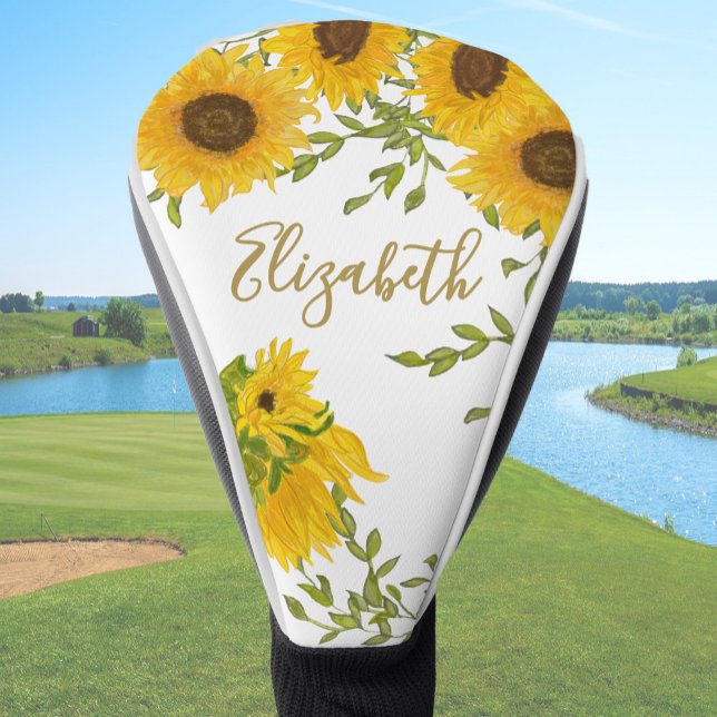 Yellow Sunflowers Floral custom name ladies  Golf Head Cover (Creator Uploaded)