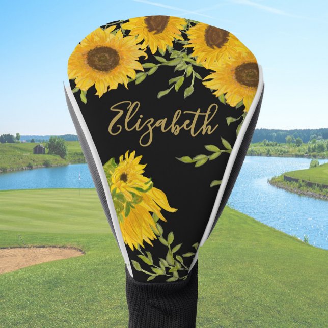 Yellow Sunflowers Floral custom name ladies Golf Head Cover (Creator Uploaded)