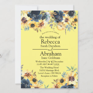 Yellow Sunflowers Floral Flowers Wedding Invitation
