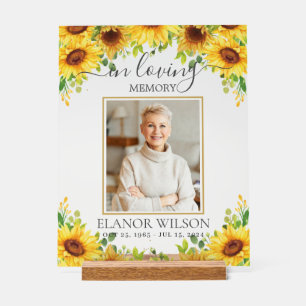 Yellow Sunflowers Funeral Memorial Picture Photo Acrylic Sign
