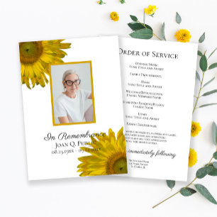 Yellow Sunflowers Funeral Memorial Service Programme
