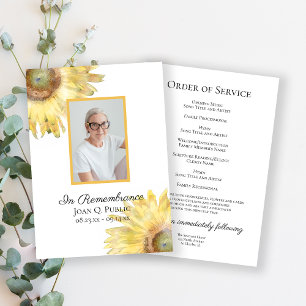 Yellow Sunflowers Funeral Memorial Service Programme