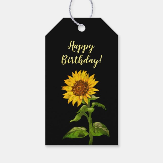 Yellow sunflowers gift tags (Front)
